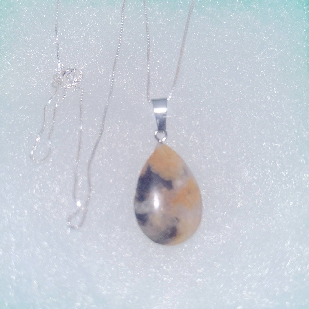 Boho Hippie Agate Sterling Silver 16” Necklace